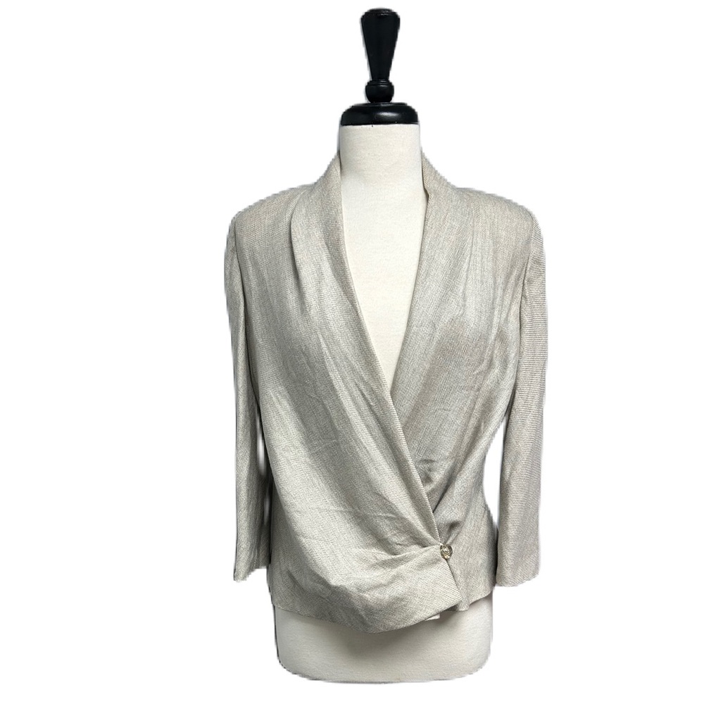 Amanda Wakeley 100% Wool Blazer Us 10 Jacket Silk Lining Tan Womens UK 12